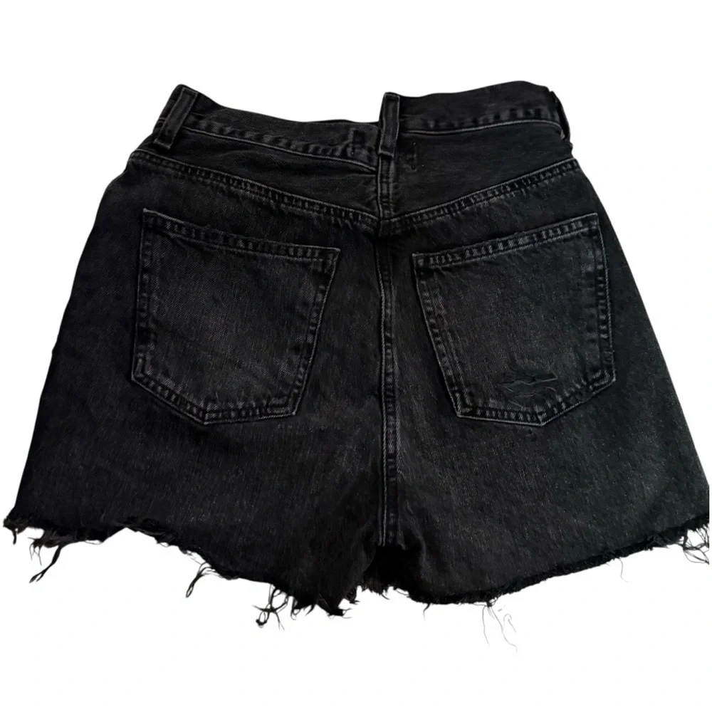 AGOLDE Criss Cross 90’s Denim Shorts Long Black Sz 24 100% Organic Cotton